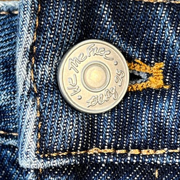 Free People Baily Fringe Denim Mini Skirt Dark Wash Jean Skirt Y2K Vibes 29W - Picture 5 of 11